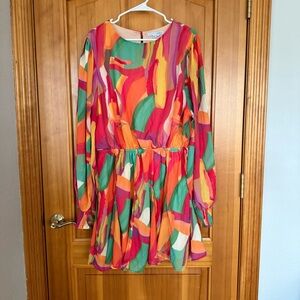 Baltic Born Tavana Mini Dress Abstract Brush Strokes Watercolor Plus Size 3X